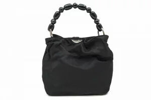 Christian Dior Maris Pearl Handbag Leather Black